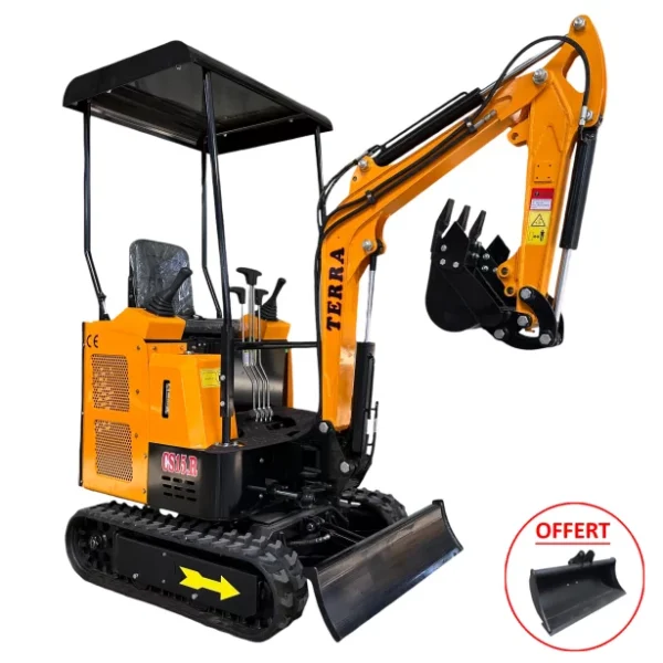 Mini Pelle Neuve TERRA CS 15.R – 1450 kg – Moteur Diesel 22,4 CV – Déport de bras hydraulique